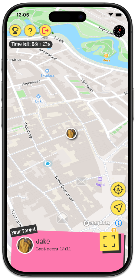 Hippa! hunt map showing your target on the map